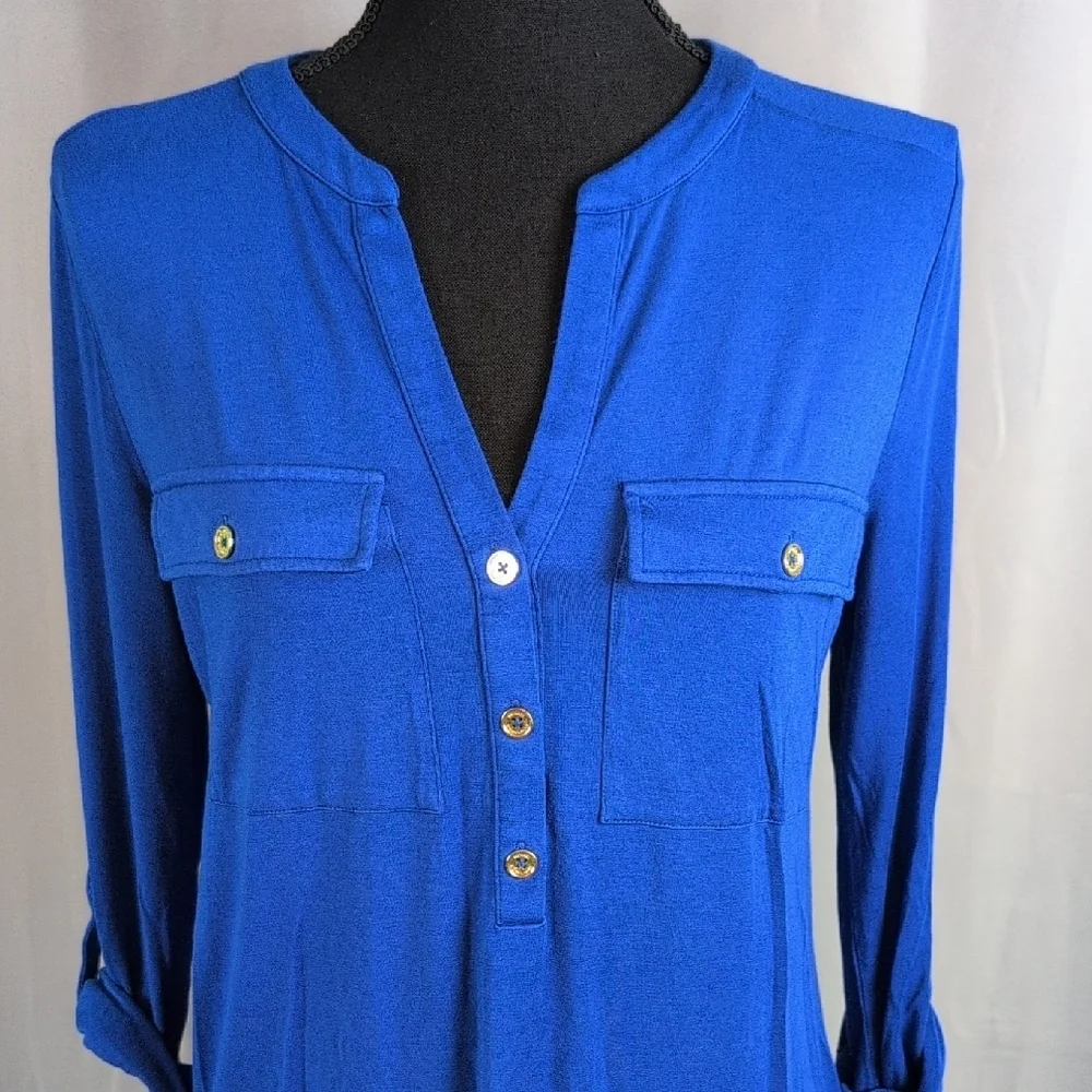 Michael Kors Vibrant Blue Button-Front Blouse‎